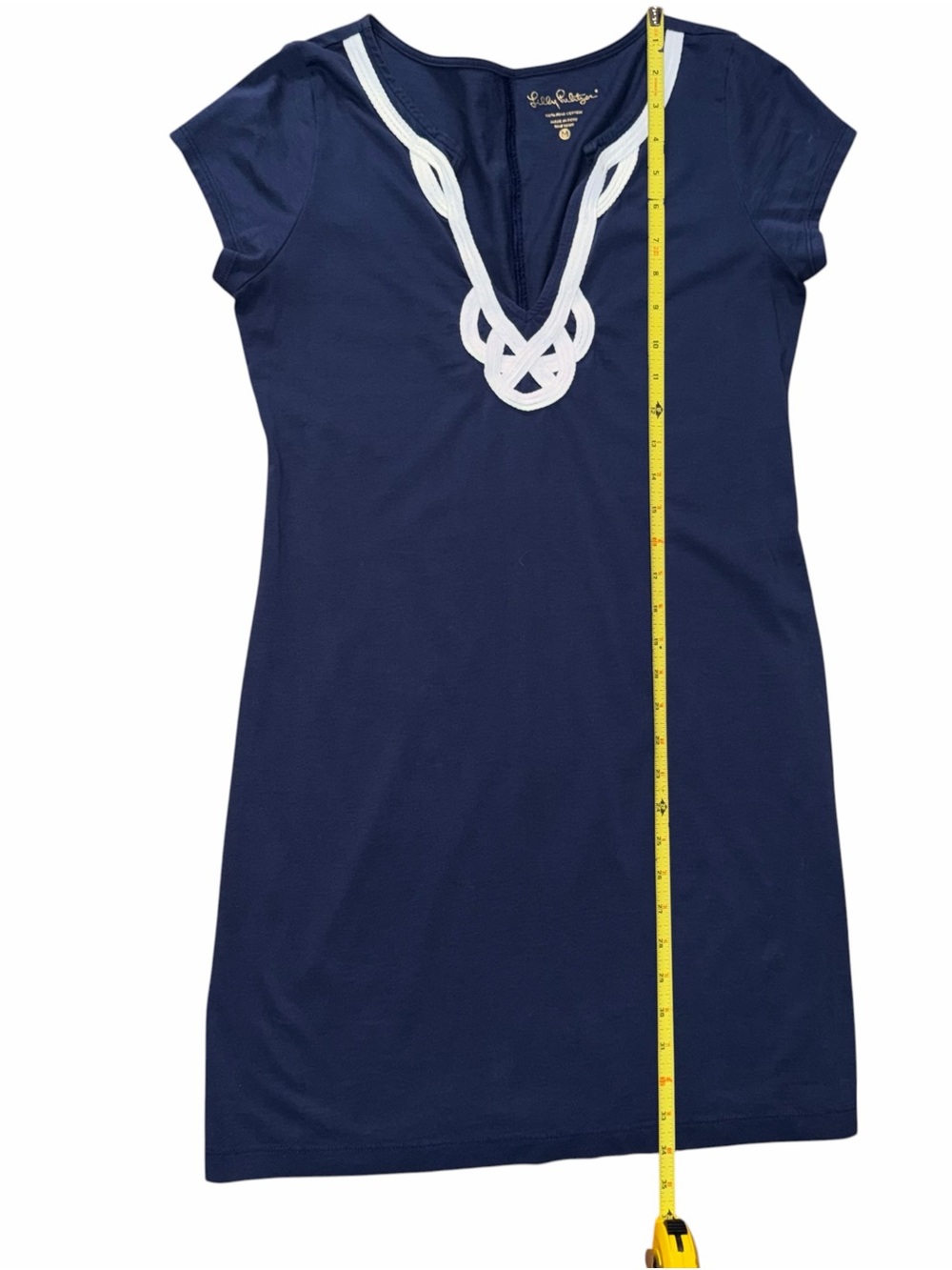 Lilly Pulitzer Brewster T-Shirt Dress Navy Blue White Rope Trim Pima Cotton Sz M - Picture 9 of 12